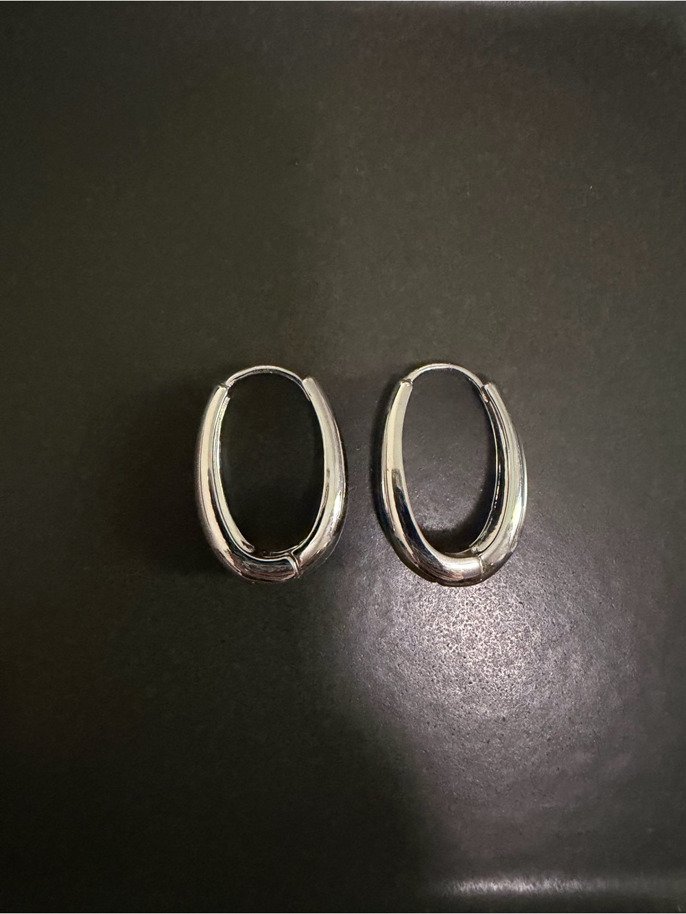 Jaclyn Roxanne Oval Hinged Hoop Silver/Rhodium Tone Earrings by Jaclyn Hill